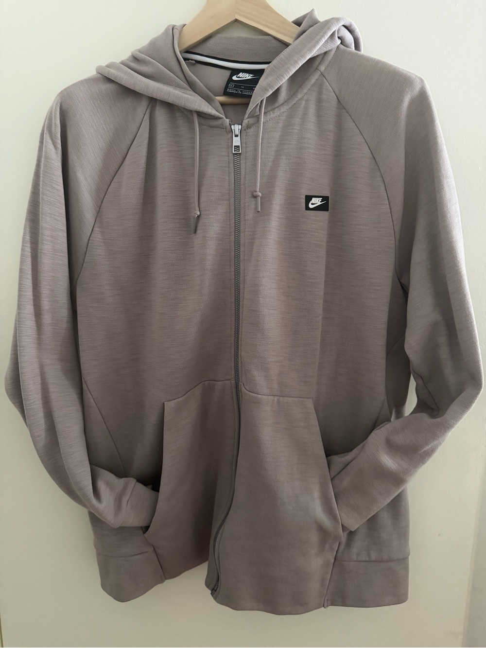 Nike Sportswear Full Zip Hoodie - Taupe - Mocha Slub Fabric Size XL